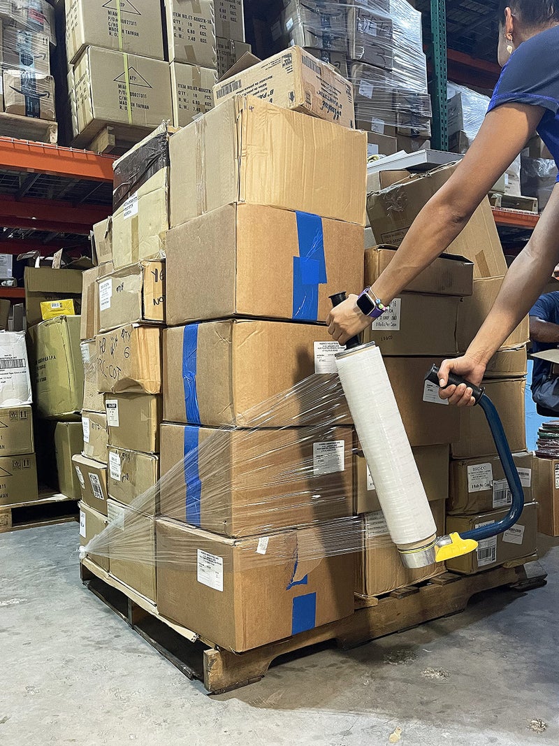 WOD Tape WOD Industrial Strength Stretch Film Dispenser with Adjustable Handle - Fits 12", 15", and 18" Widths, Compatible with 1.5", 2", and 3" Cores, Heavy Duty Aluminum Base for Pallet Wrapping (1 Pack) - Image 2